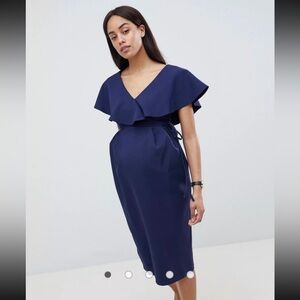 ASOS DESIGN Maternity Ruffle Wrap Midi Dress